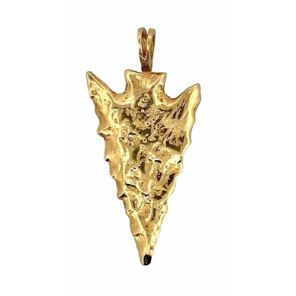 14k Solid Gold Native American Arrowhead Pendant … - image 1